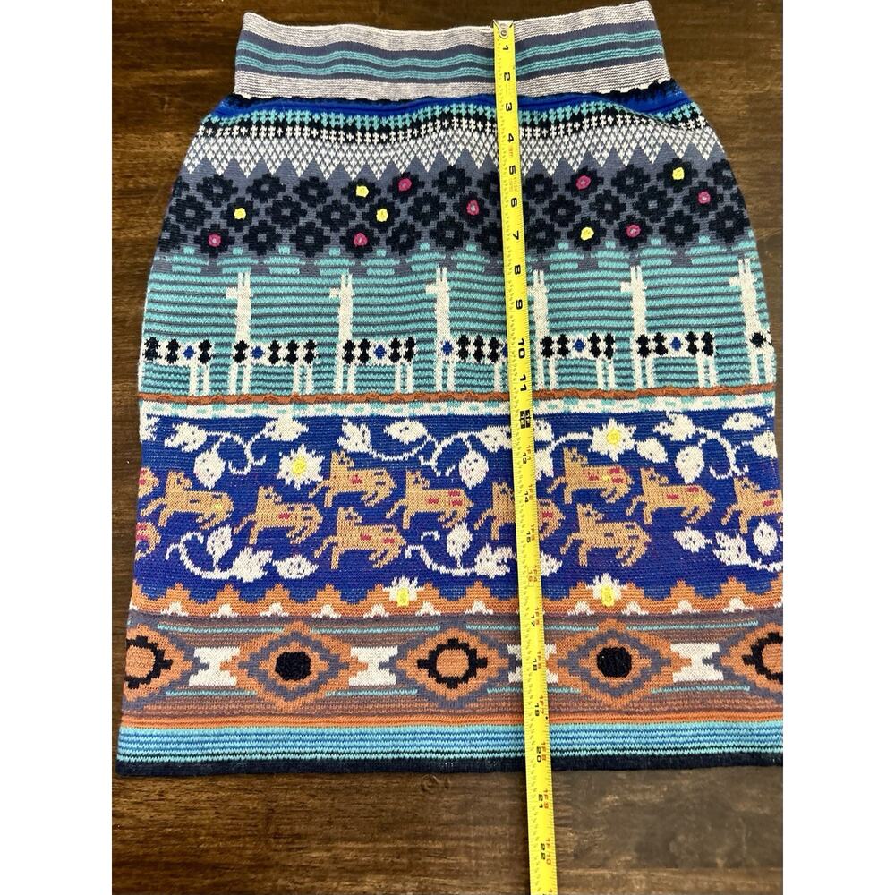 Anthropologie HWR Women Wool Alpaca Stretch Skirt Fair Isle Aztec Print Sz S - Picture 2 of 6